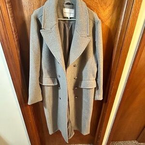 Rebecca Minkoff Gray Trench Coat with Full Length and Notched Lapel